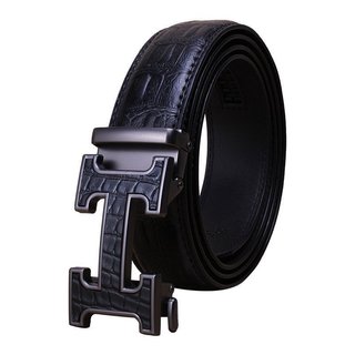 Cinto Masculino GKKO Novo com Fivela de Aço e Imitação de Couro de Crocodilo, Cinto de Couro Genuíno com Fivela Automáti