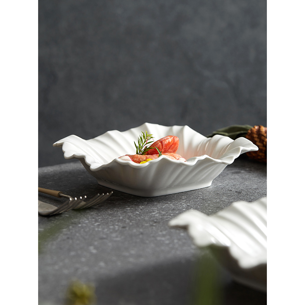 Dehua porcelana branca 2026 novo estilo requintado bonito High-End simples restaurante prato de cerâmica prato de salada
