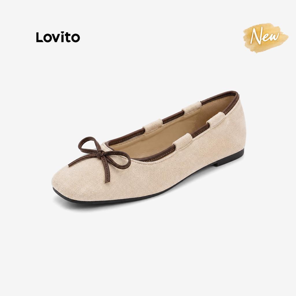 (New Arrival) Lovito Elegantes Mary Janes Color Block Com Bico Arredondado E Patchwork Para Mulheres Para O Natal SMFB127FX017