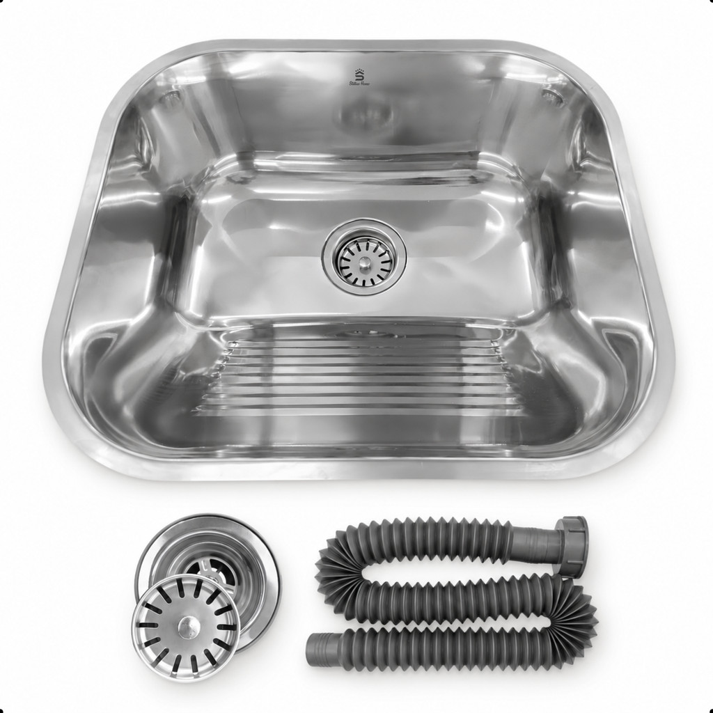 Tanque Inox Lavanderia Pequena 34x40cm Embutir Sobrepor Com Ralo Sifão Premium