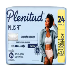 Roupa Íntima Plenitud Plus Fit Tamanho G/XG com 24 Unidades Leve Mais Por Menos
