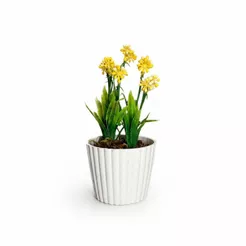 Mini Vaso Cinza com Flor Artificial para Decoração
