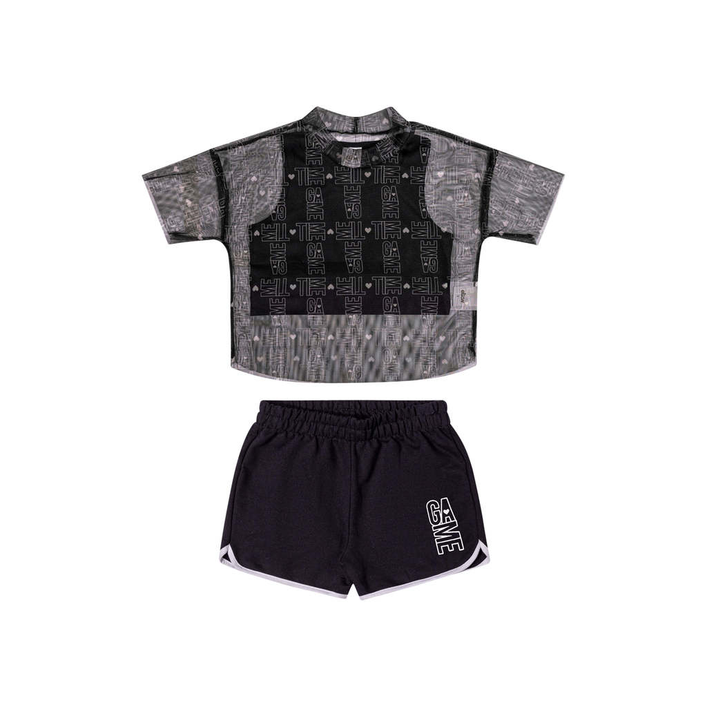 Conjunto Infantil Menina Sobreposição Com Tule Elian Preto