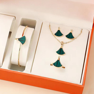 Venda quente transfronteiriça em forma de leque conjunto de jóias feminino simples placa colar pulseira All-Match brinco