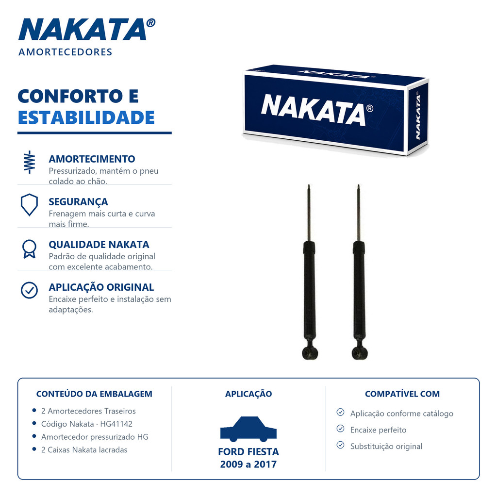 Par Amortecedor Traseiro Ford Ka 2014 até 2018 Nakata
