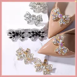 Clipes De Sapato , Fivelas De Sapatos De Salto Alto De Strass , Decorações Noiva Com Laço Removível