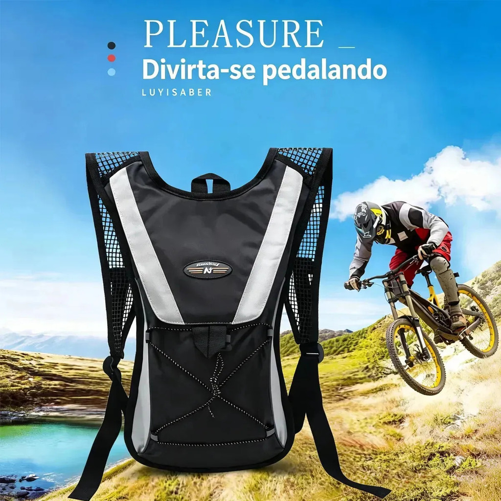 Mochila de Hidratação Leve com Bolsa de Água 2L Inclusa, Mochila Esportiva para Ciclismo, Corrida, Unissex