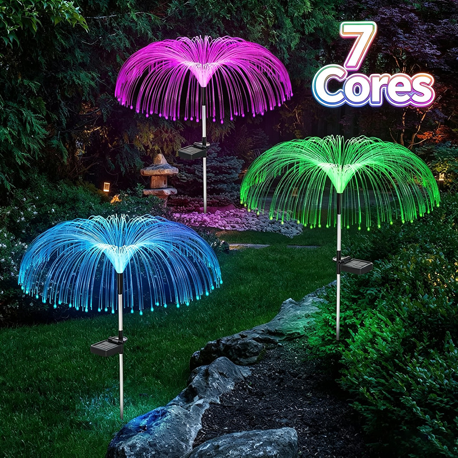 KIT2  Lâmpada Solar Jardim iluminação ambiental 7cores resistente à prova d'água,jardim,árvores,cerca passarela