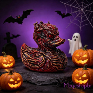 Halloween Horror Diabo Pato Estatueta Assustador Resina Animal Estátua Gótico Casa Desktop Ornamento