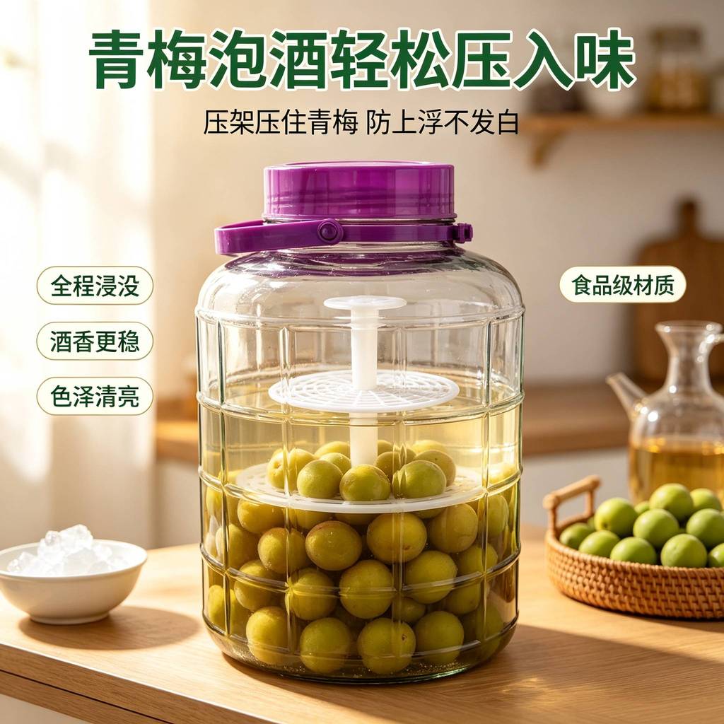 Ameixa verde embebida vinho imprensa Rack doméstico picles Jar pressionado vegetal Net produto comestível frutas vinho e