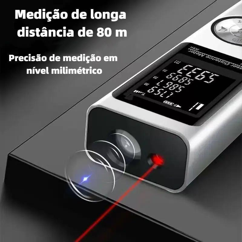 Trena Laser Digital Profissional 80 Metros LED Nível Eletrônico Alta Precisão Hrebos Alta Precisão ±2mm -USB-C