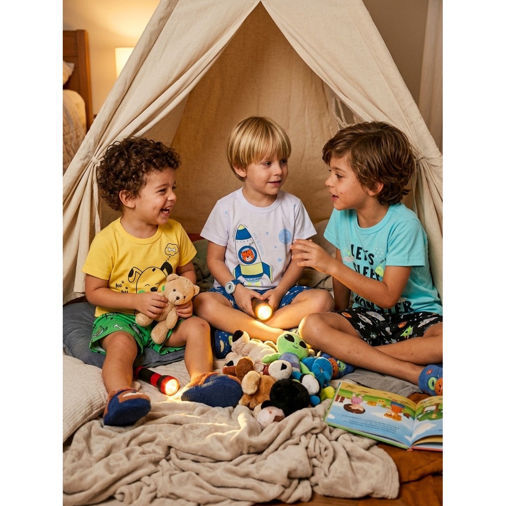 Kit 6 Peças Pijama Infantil Brilha no Escuro Menino Verão Roupa Infantil Masculino — imagem 2 de 2