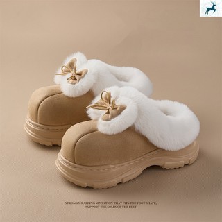 Chinelos De Pelúcia De Inverno Para Mulheres – Sapatos Internos Antiderrapantes De Sola Grossa