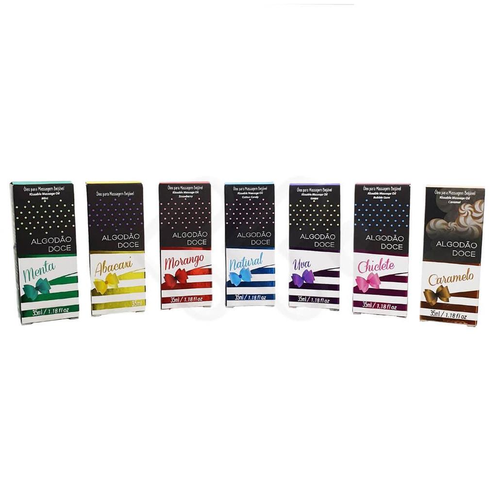 Óleo Para Massagem Beijável - 7 Sabores | Algodão Doce
