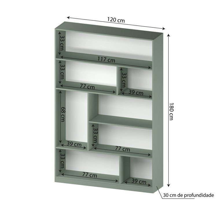 Estante de Livros 120 cm X 180 cm 4 Prateleiras Seattle Yescasa Verde Verde Bellagio · foto 2