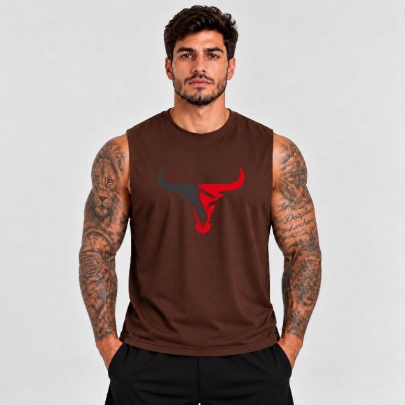 Regata Machão Masculina Touro 100% Algodão Academia Casual Estilosa Confortável Streetwear Tendência Dia a Dia