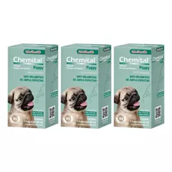 Kit 3 Chemital Puppy Vermífugo 20ml Para Cães Filhotes 1ml/Kg