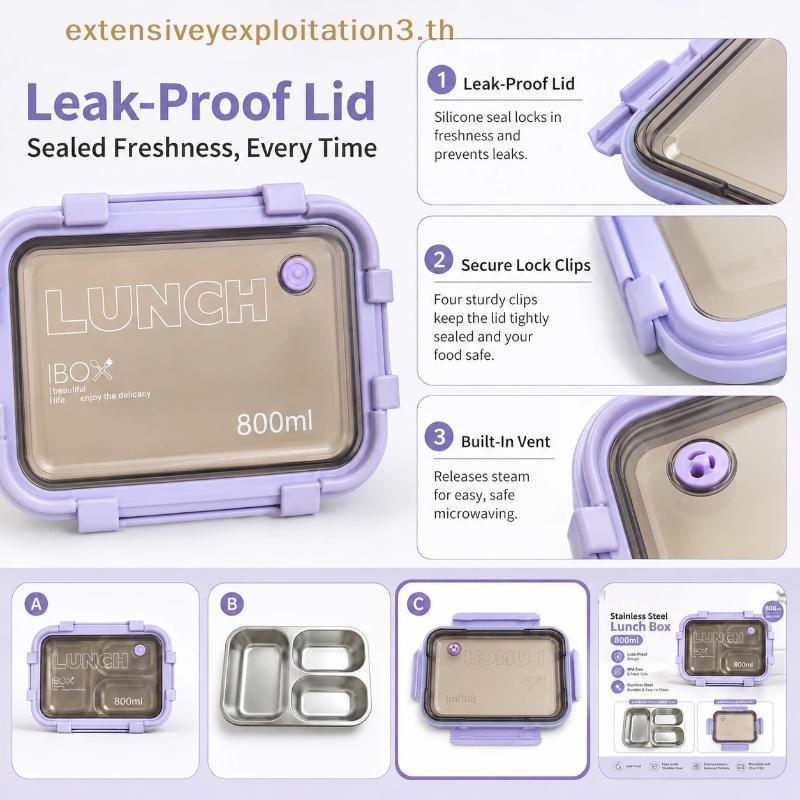 Casa EE 800ml Recipiente De Comida Bento À Prova De Vazamentos Lancheira De Aço Inoxidável Para Crianças Adulto Escritór