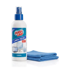 KIT LIMPADOR DE TELAS COM PANO MICROFIBRA 120ML FLASH LIMP