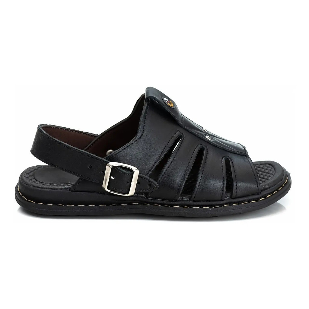 Sandália Campero Franciscana Masculina Couro Legítimo Anti Stress Chinelo Casual Confortável Leve
