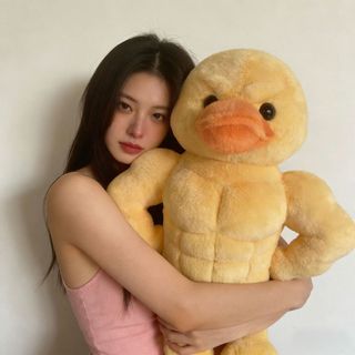 Engraçado músculo pato brinquedo de pelúcia boneca dormir travesseiro Abs feio bonito Ragdoll enviar menina boneca dormi