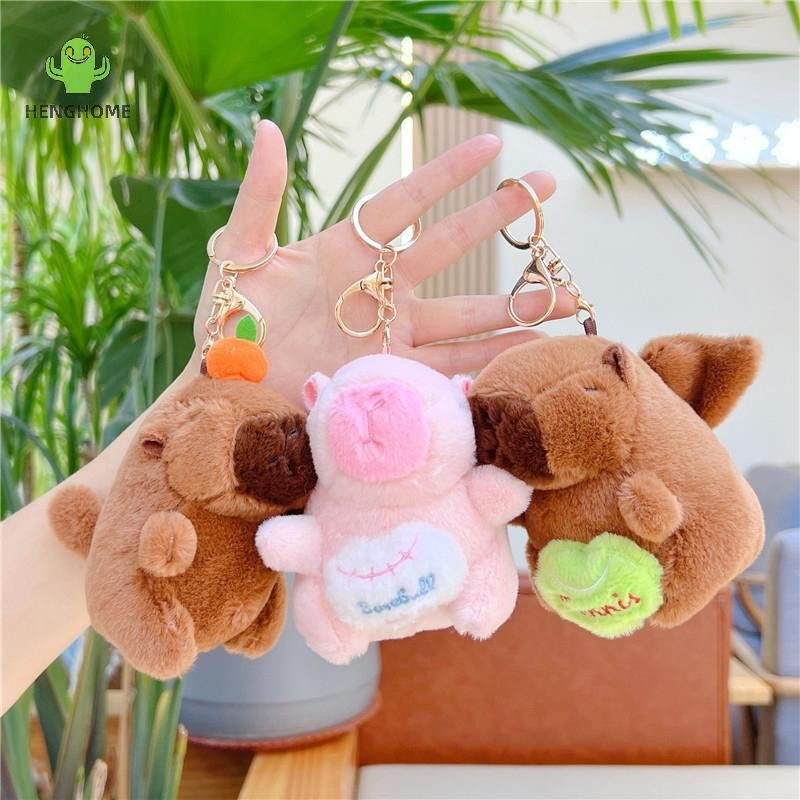 HENGHOME Chaveiro de pelúcia com desenho de capivara, um acessório adorável e divertido para pendurar na bolsa, como dec