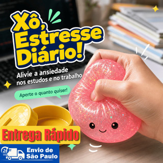 Squishy Anti Stress Pãozinho 8.5cm Gelatina TPR Glitter Retorno Rápido Alívio Estresse
