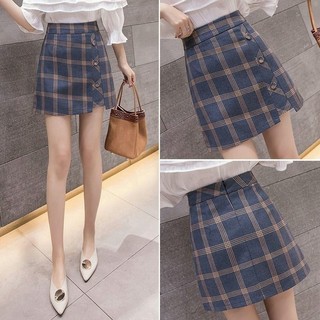 Primavera verão novo estilo moda Irregular a linha saia xadrez feminino versão coreana elegante All-Match magro-ajuste s