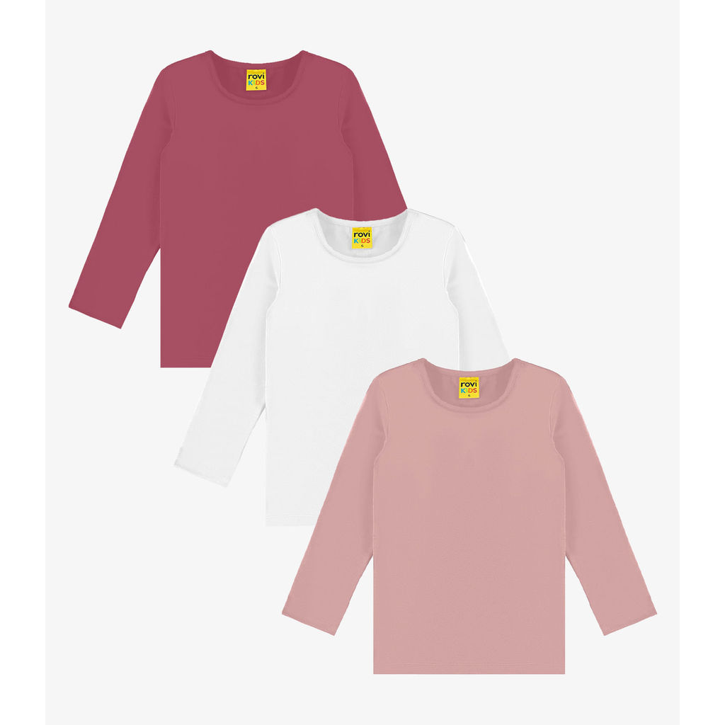 Kit 3 Camisetas Menina Manga Longa Térmicas Rovi Kids Sortidas · foto 2