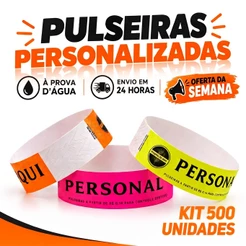 500 Pulseiras Identificação PERSONALIZADA Nylon Festa Eventos Aniversário Hospital Hotel