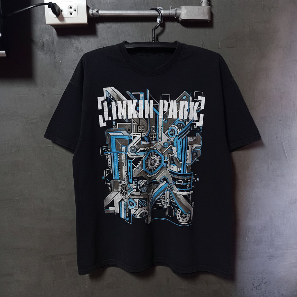 [Camiseta Premium em Algodão Puro]GXG Camiseta Unissex Premium Plus size Linkin Park Hip-Hop Vintage Básica Oversized 10