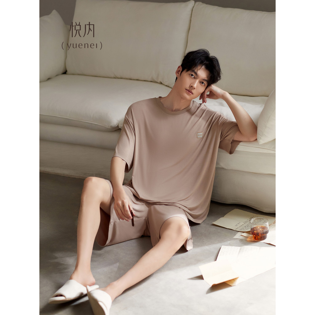 Yue pijamas internos masculinos verão verão Modal Shorts de manga curta novo estilo Homewear tamanho grande Casual solto