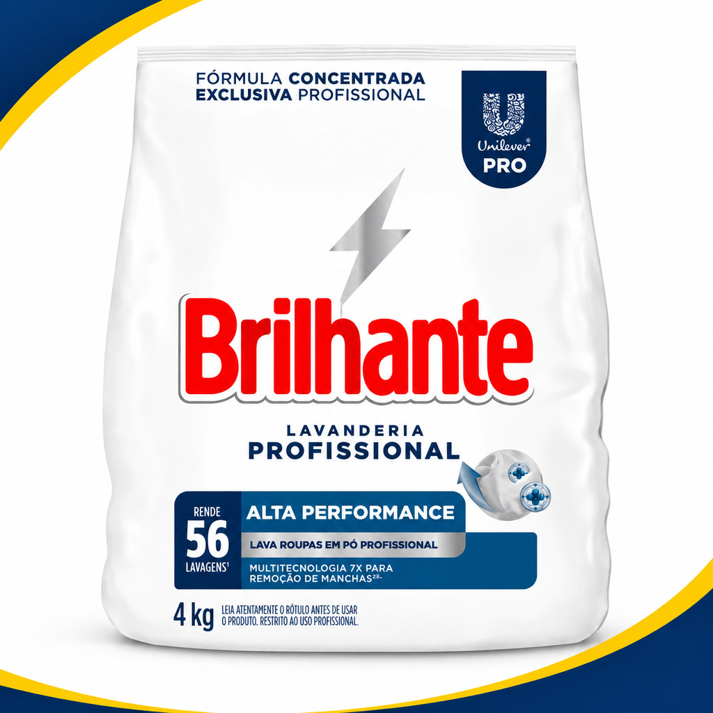 Sabão em Pó Brilhante 4kg Lava Roupas Profissional
