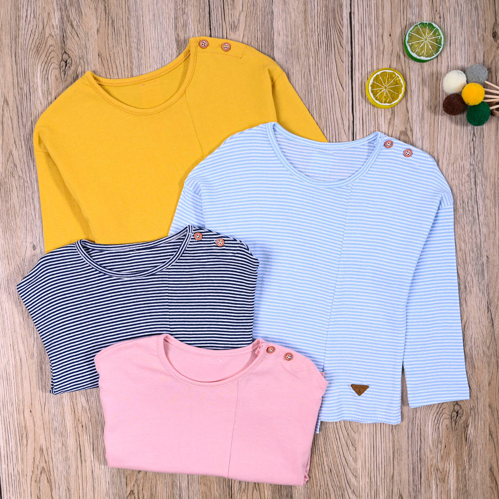 Doméstico único bebê primavera outono puro algodão manga comprida camiseta topo confortável camisa de fundo crianças Cas