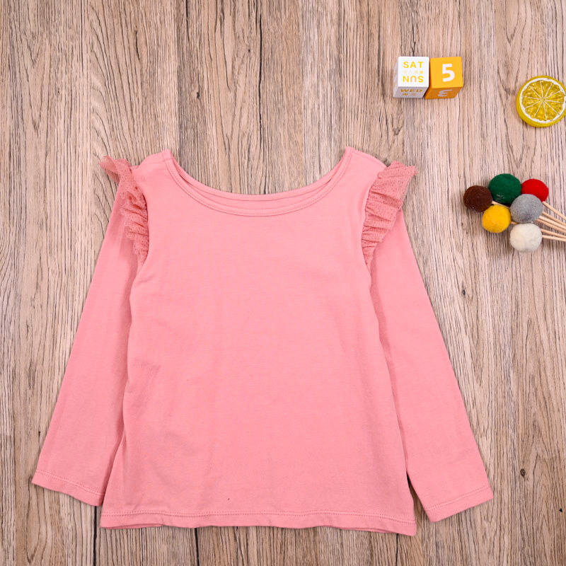 Comércio exterior europeu americano primavera outono meninas puro algodão manga comprida camiseta bebê menina bonito Cas
