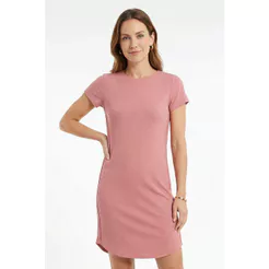 Vestido Feminino Moletom Canelado Comfy Marialícia Rosa
