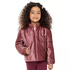 Jaqueta Puffer Infantil Menina Veludo Colorittá Rosa