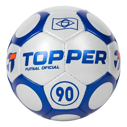 Bola Futebol Topper 90 Oficial Costurada Futsal Salão Branco