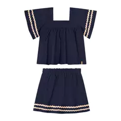 Conjunto Infantil Menina Cantarim Ondulado Elian Azul