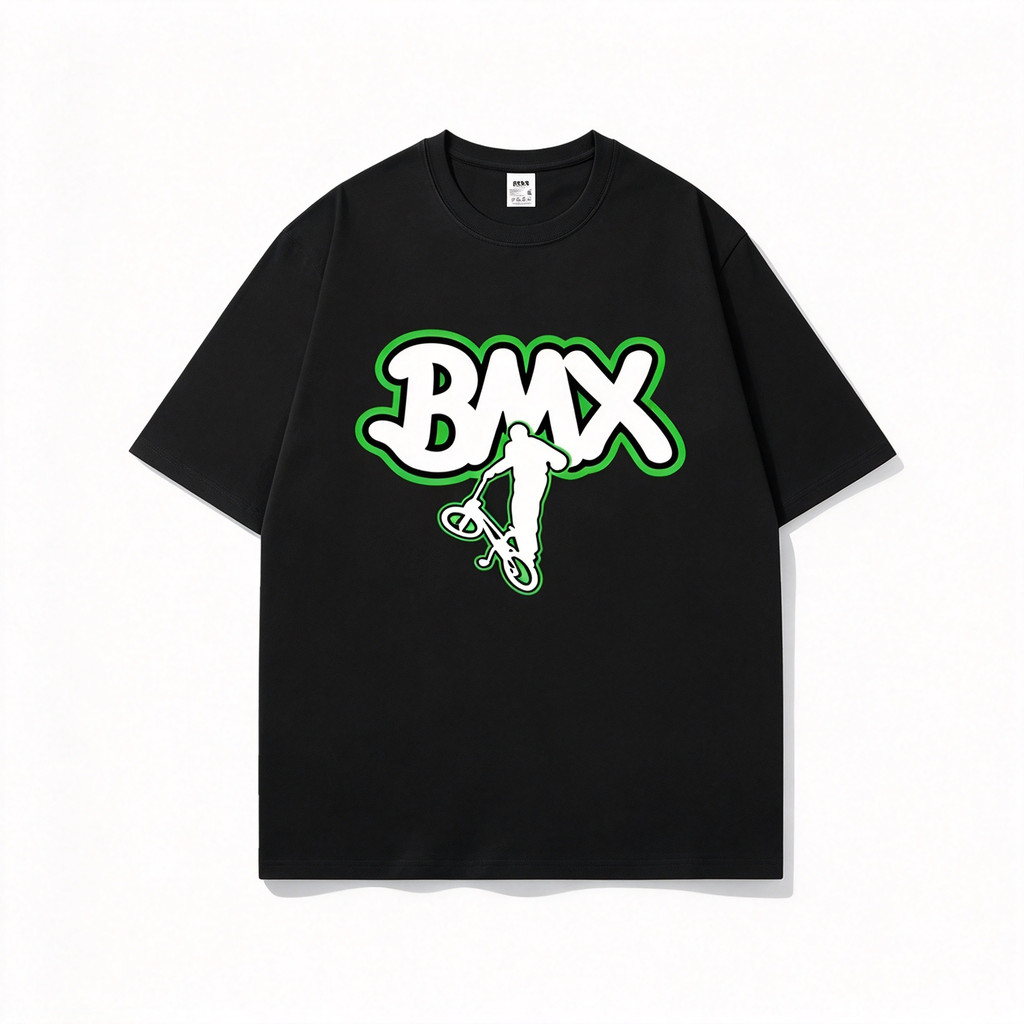 Camiseta Unissex Premium De Algodão Preta Estampa BMX Ciclismo Radical Estilo Streetwear Para Uso Casual Passeio