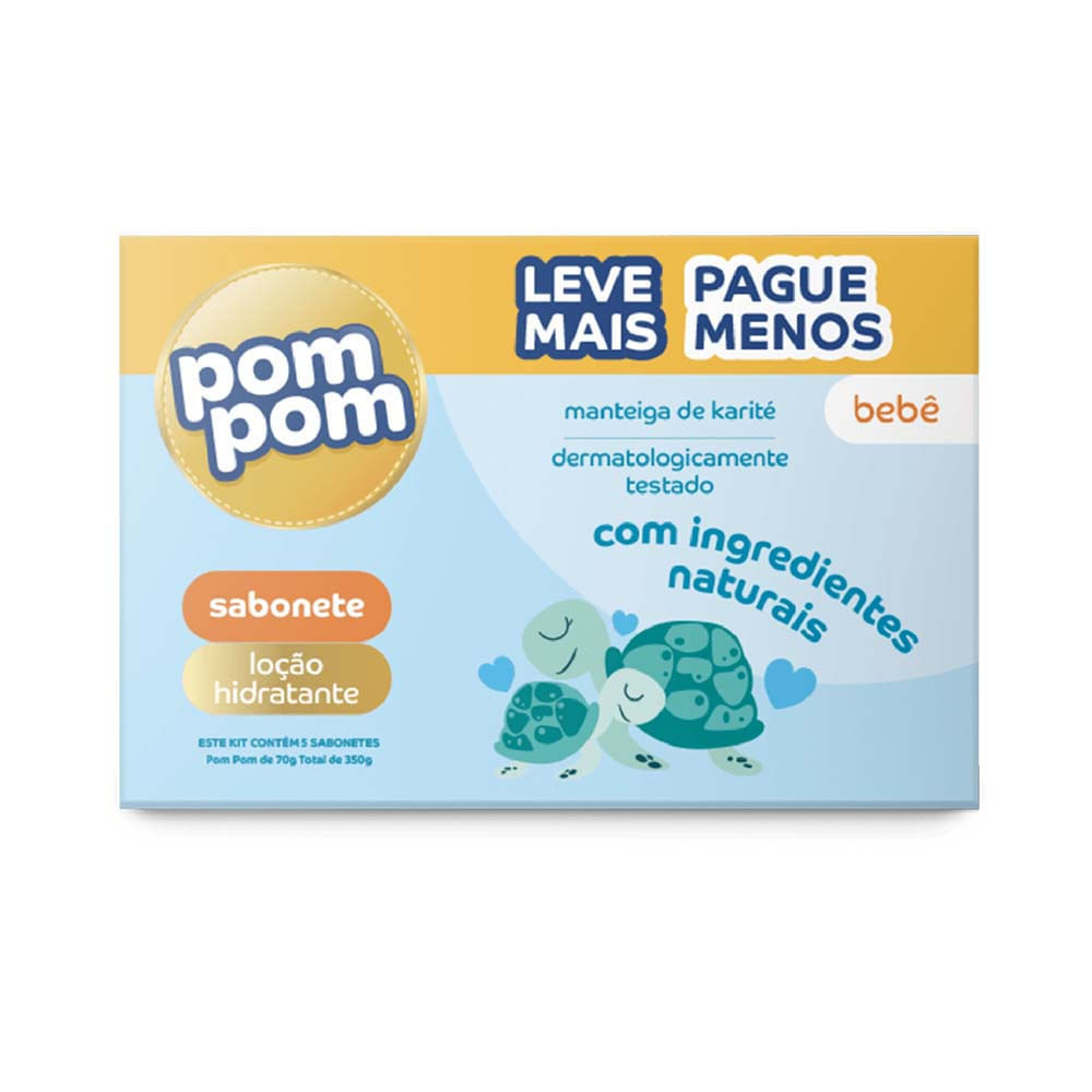 Sabonete Infantil Pom Pom Hidratante Leve 5 Pague 4 70g cada