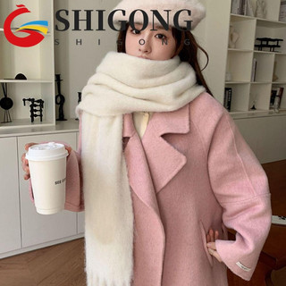 SHIGONG Lenço Longo De Lã Com Borla , Cachecol De Caxemira De Inverno De Cor Sólida Estilo Coreano , Xale Quente À Prova