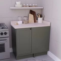Balcão de Canto Cozinha 100% MDF sem Tampo Sevilha Herval Verde/Hill Verde