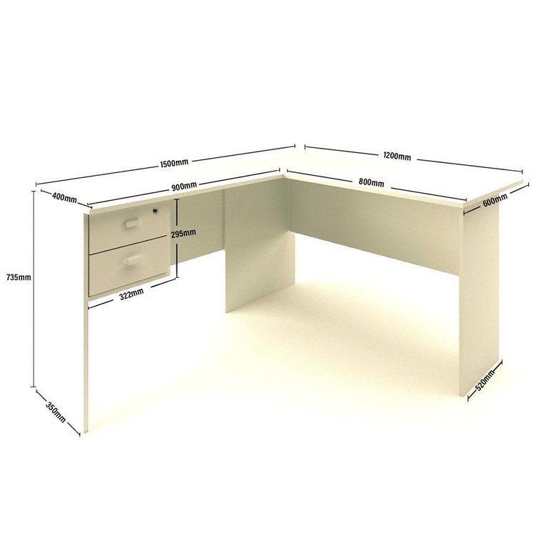 Escrivaninha Mesa Escritório em L Thor 2 Gavetas 150cm Espresso Móveis Branca Branco · foto 2