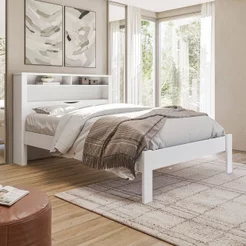 Cama Casal Invicta com Baú Branco Branco