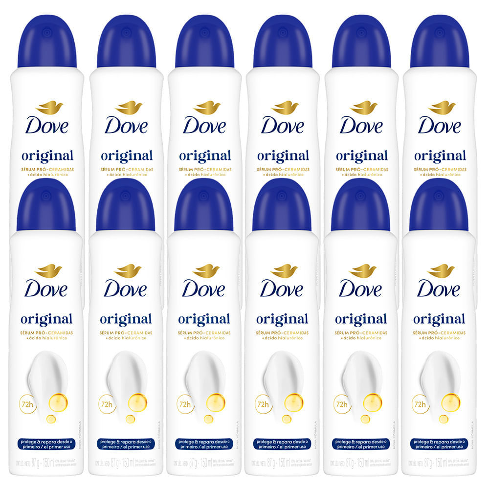 Kit Desodorante Dove Original Aerosol 150ml/89g - 12 Unidades