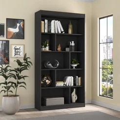 Estante de Livros 93CMX181CM 4 Prateleiras Home Office Espresso Móveis Preto Preto Ônix TX