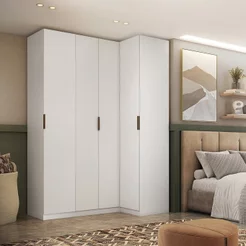 Guarda-Roupa de Canto Reto 100% MDF 4 Portas Altezza Clean Branco