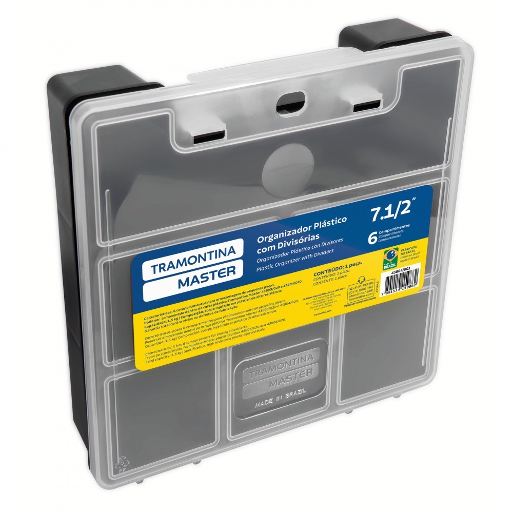 Organizador plástico com 6 compartimentos com tampa 43804001 - Tramontina