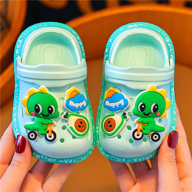 Crianças crianças buraco sapatos verão dinossauro dos desenhos animados bonito sola macia infantil meninos meninas crian